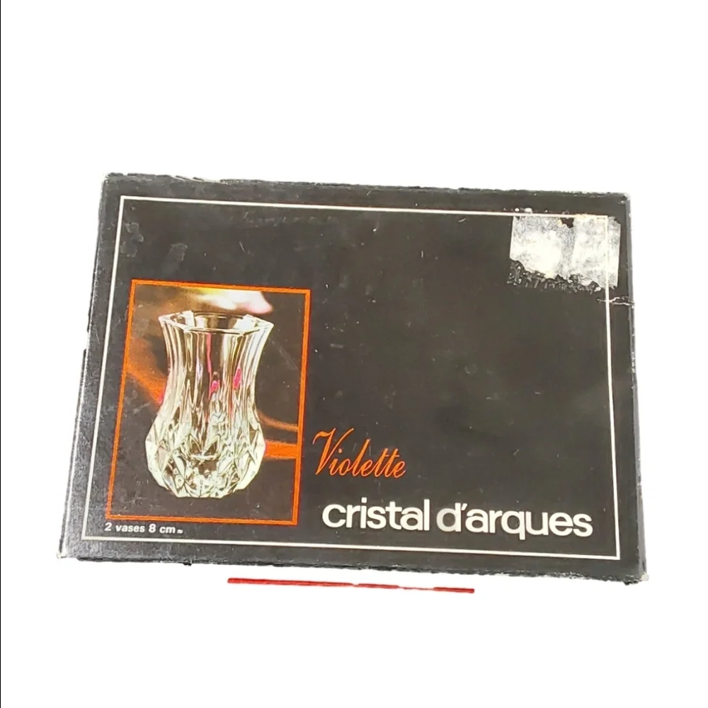 CRISTAL D'ARQUES FRANCE VIOLETTE‎ SET OF 2 BUD VASE